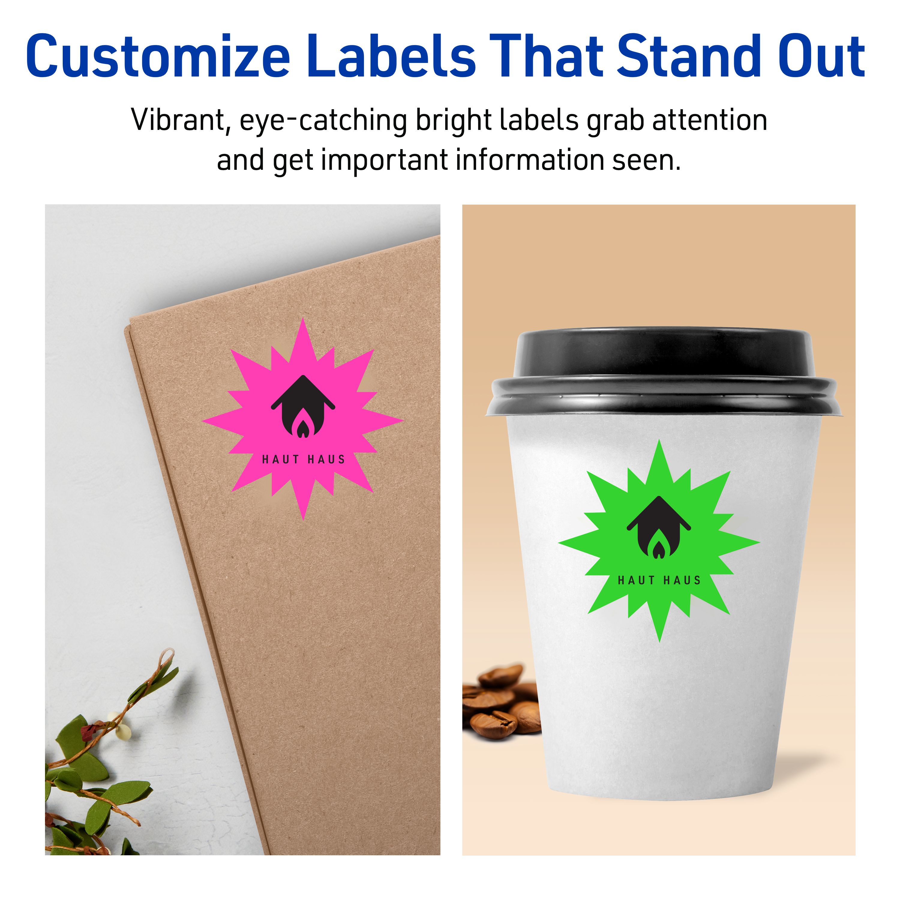 Neon Burst Labels, 2-1/4